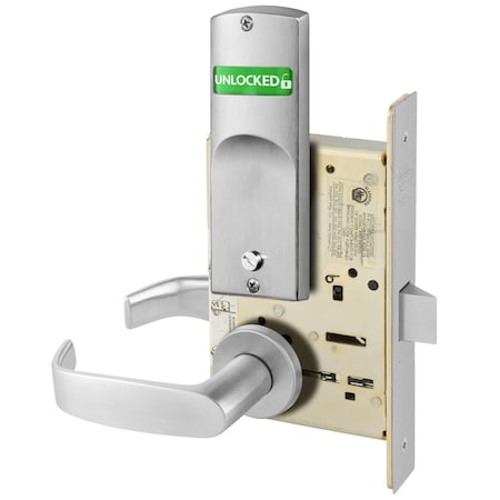 Sargent Grade 1 Bedroom or Bathroom Privacy Mortise Lock, L Lever, LN Rose, Indicator with Text, Visual Sing V10-8265 LNL 26D